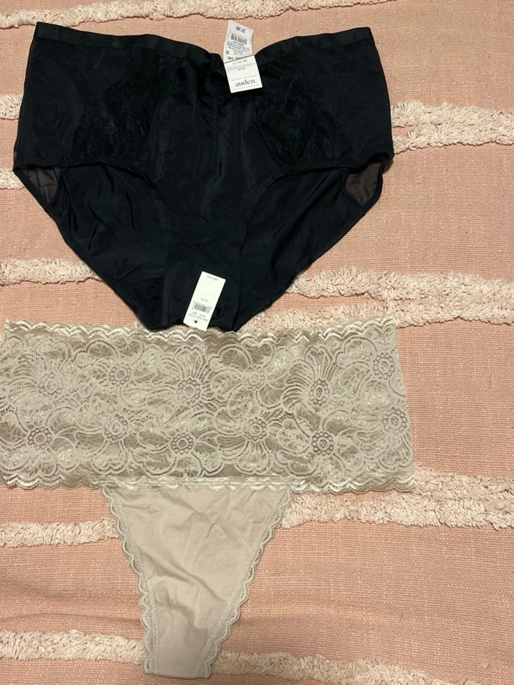 Auden Lace & High-Waist Panty Set - Black & Beige